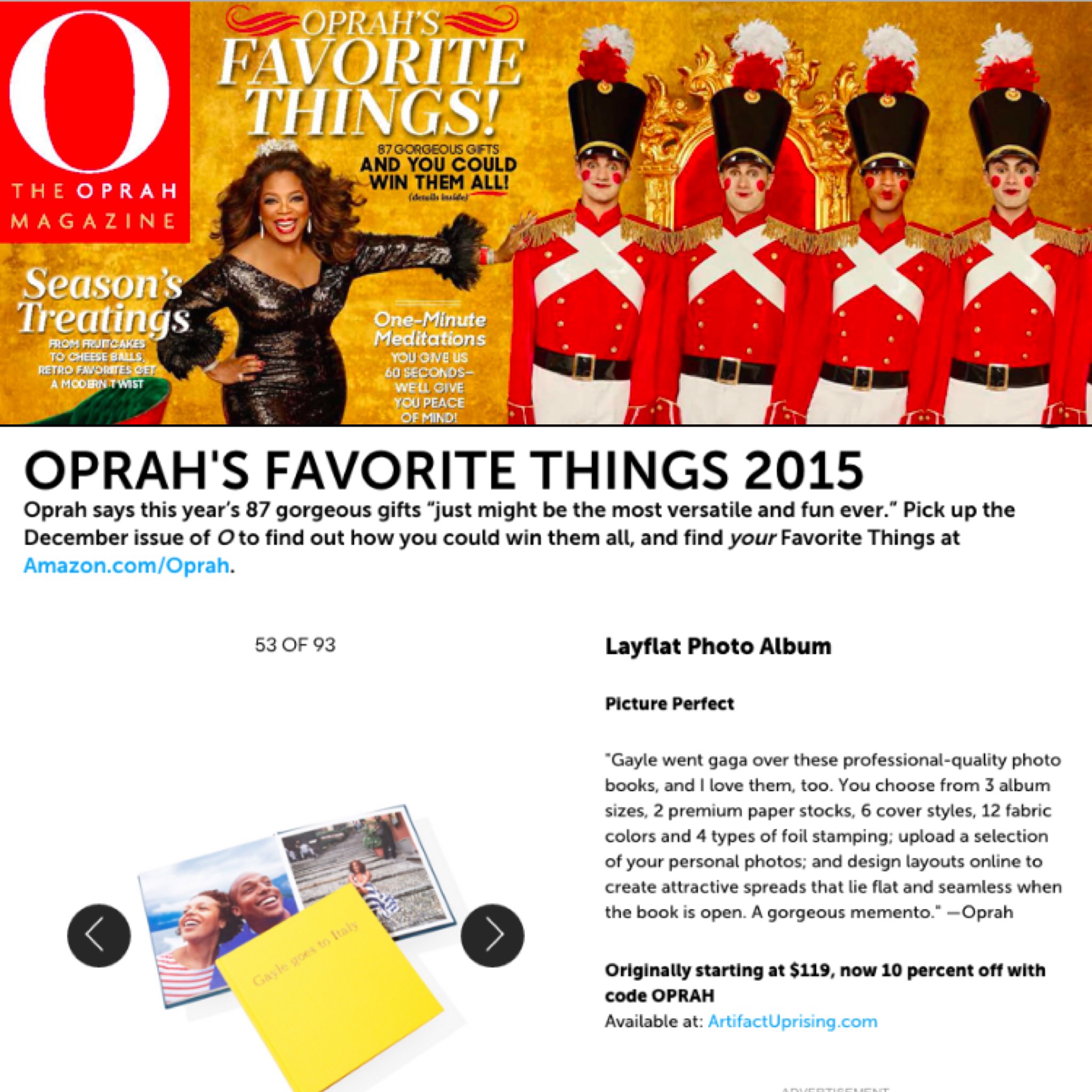 The Layflat Album from Artifact Uprising makes Oprah's Favorite Things List