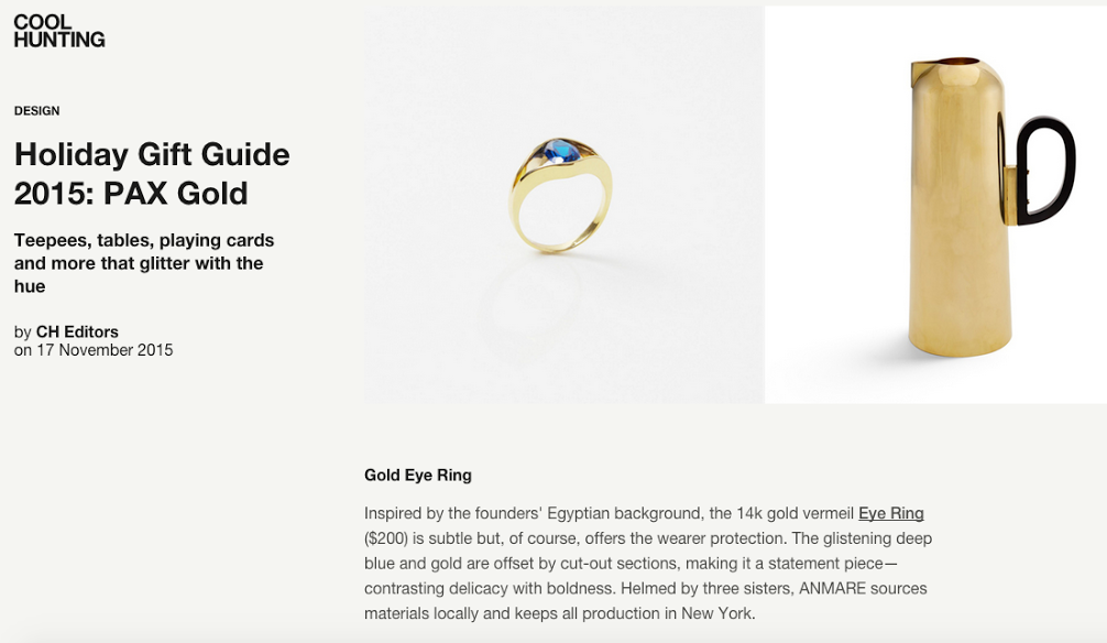 Eye Ring Anmare Jewelry in Cool Hunting's Holiday Gift Guide